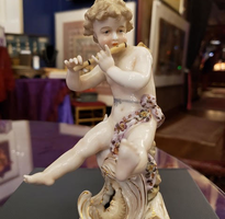 Flute Playing Cherub Figurine 